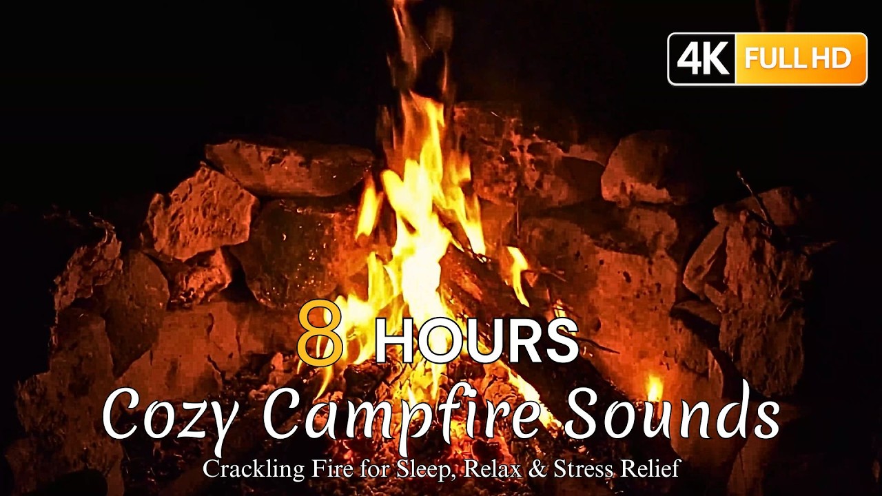 Cozy Campfire Sounds 🔥 8 Hours Crackling Fire for Sleep, Relax & Stress Relief