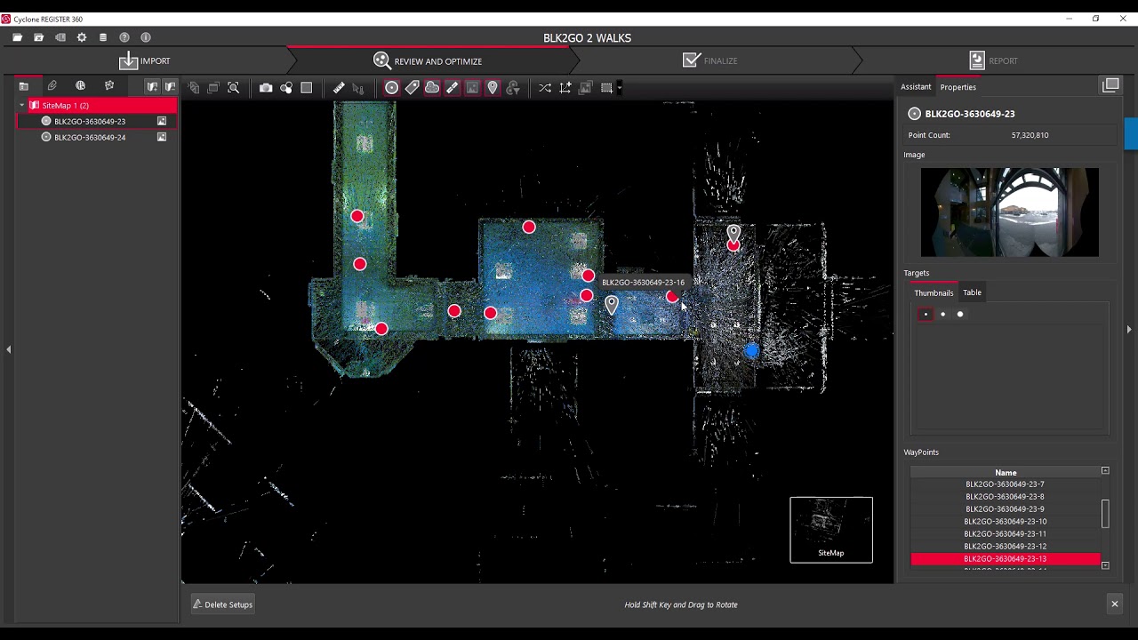 Linking two BLK2GO walks in Register360