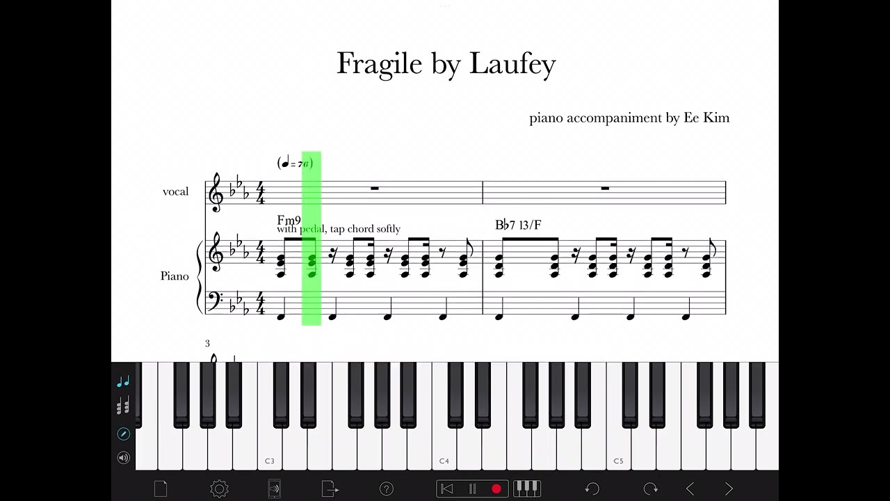 Fragile by Laufey piano accompaniment sheet music