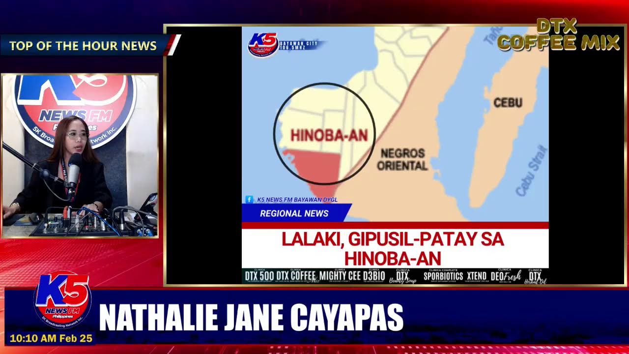 K5 News FM Bayawan Digital News Live Stream | Top of the Hour News hosted by K5 Aying Macahilos
