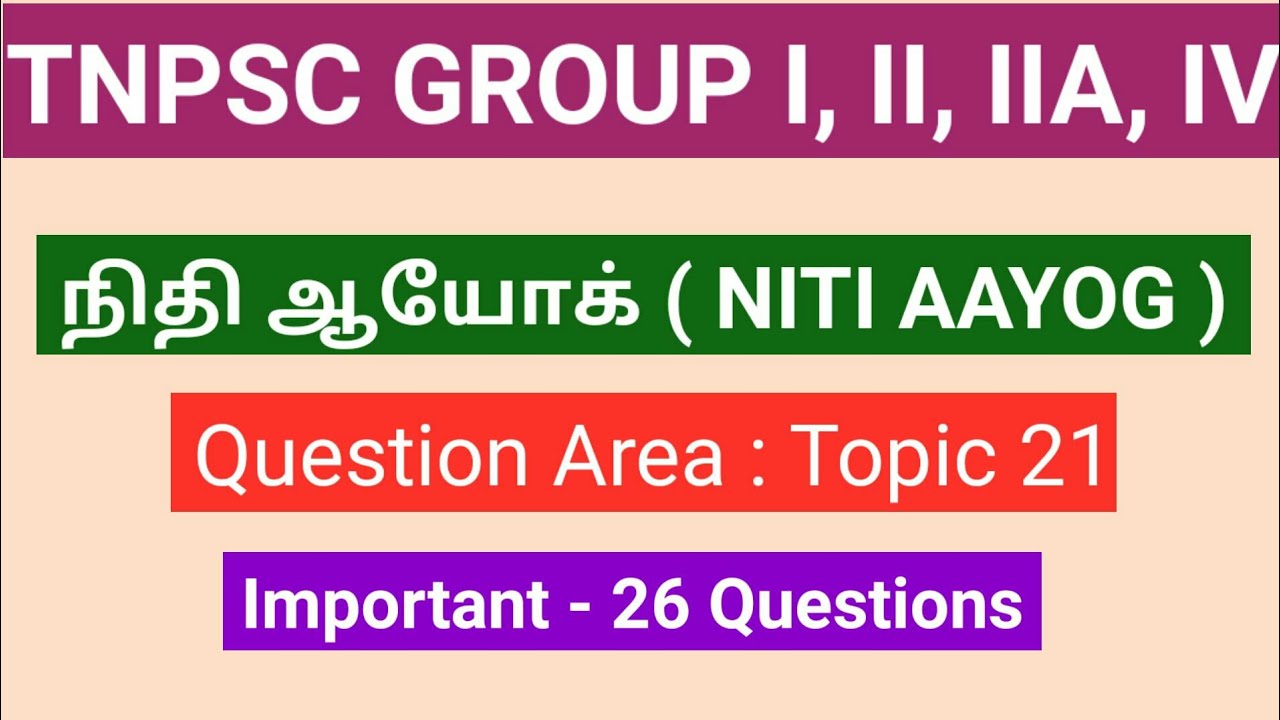 நிதி ஆயோக் | Question Area | 26 Questions