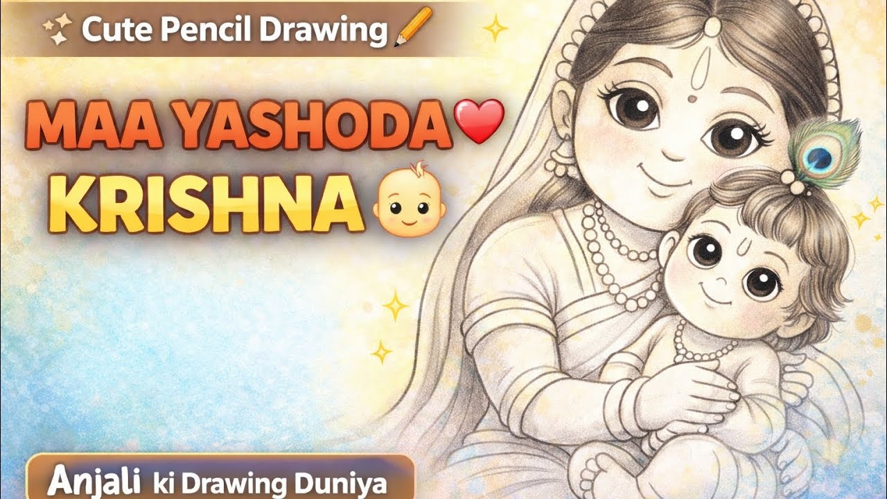 ❤️Mother and Baby Drawing✨| Pencil Sketch of Yashoda Krishna |Easy drawing lAnjali ki drawing duniya