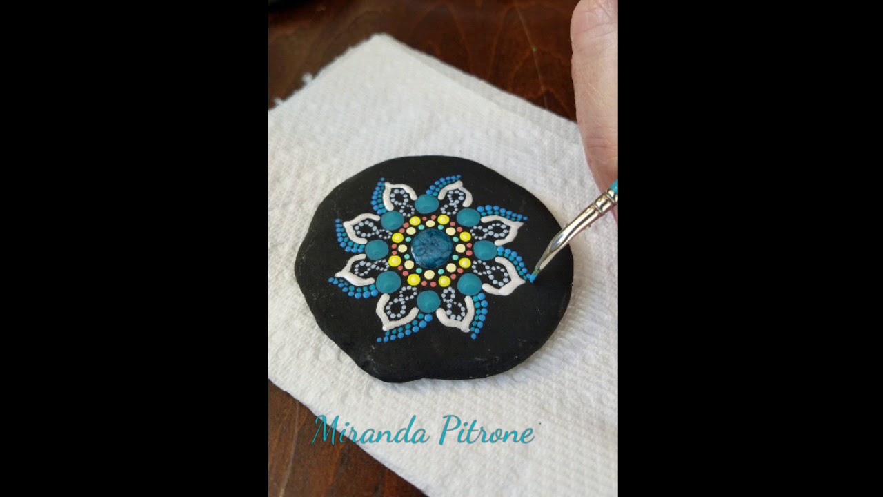 Hand Painted Stone - Infinity Flower by Miranda Pitrone