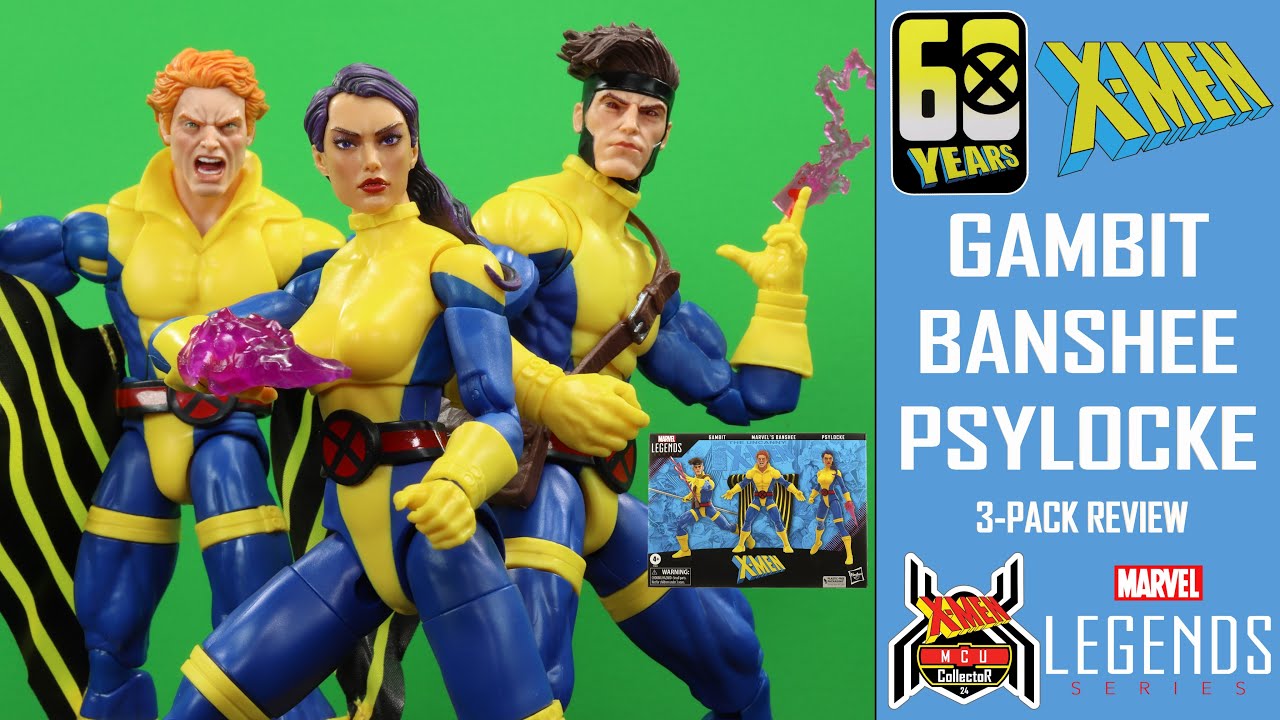 Обзор набора из 3 фигурок Marvel Legends X-Men 275 GAMBIT BANSEE PSYLOCKE 60 Years Yellow and Blu...