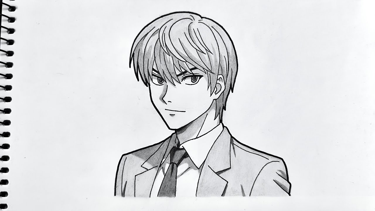 How to draw anime boy light Yagami from death note | step by step | easy drawing