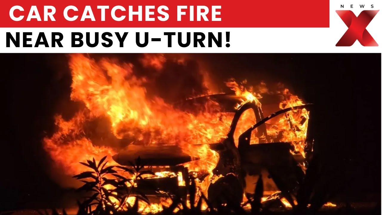 Noida Car Bursts Into Flames Near Sector 25A U-Turn, Driver Escapes Unharmed
