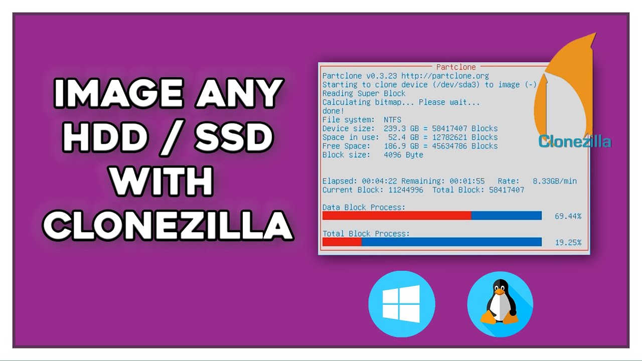 Как создать образ любого SSD/HDD с помощью Clonezilla — Windows/Linux
