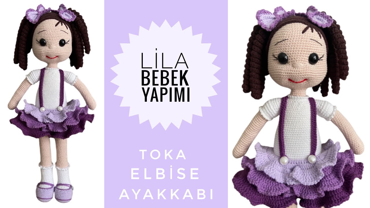 Amigurumi Lila Bebek~Kız Bebek💜 ENGLISH SUBTITLES (Toka,Elbise,Ayakkabı) 3/3