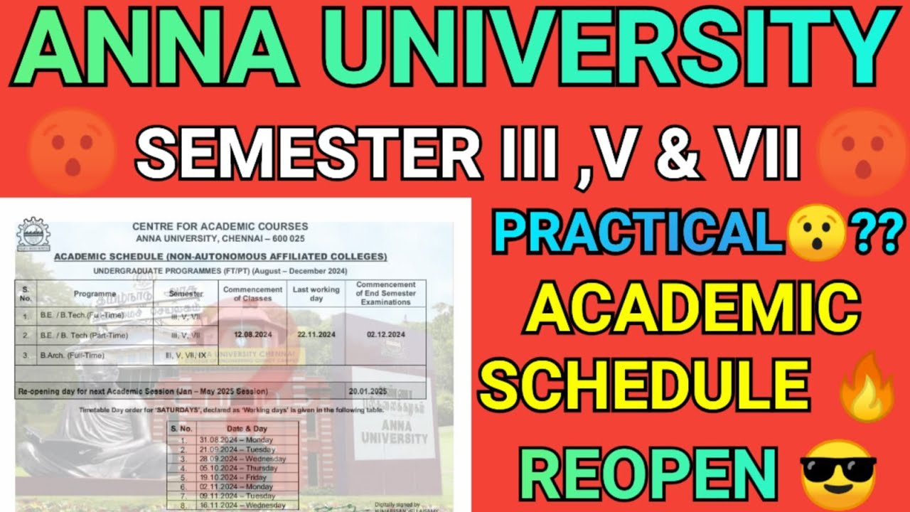Anna University UG/PG Academic Schedule Published 🔥 | Nov/Dec 2024 Semester | Engineering Practical
