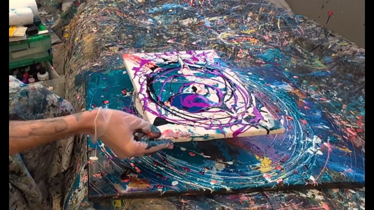 Circle spin, 3 canvas #fullvideo #wheelchairartist #fluidartist 