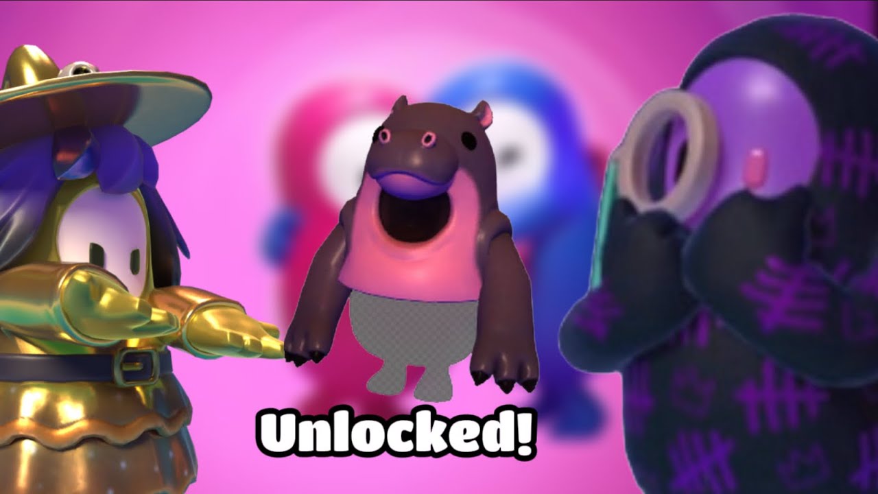 Unlocking the NEW baby hippo skin in fall guys! (F.t @FallDudeFG )