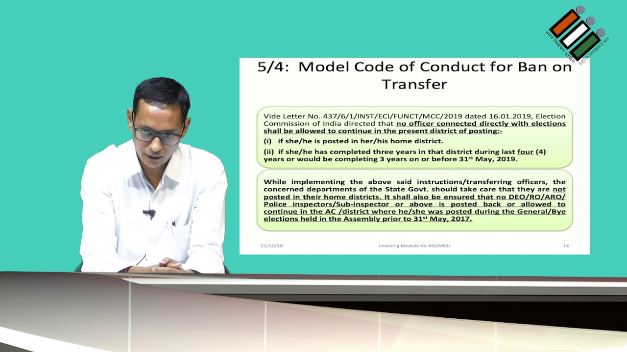 Legislative Assembly Bye Election 2020 : Video Lecture on Model Code of Conduct