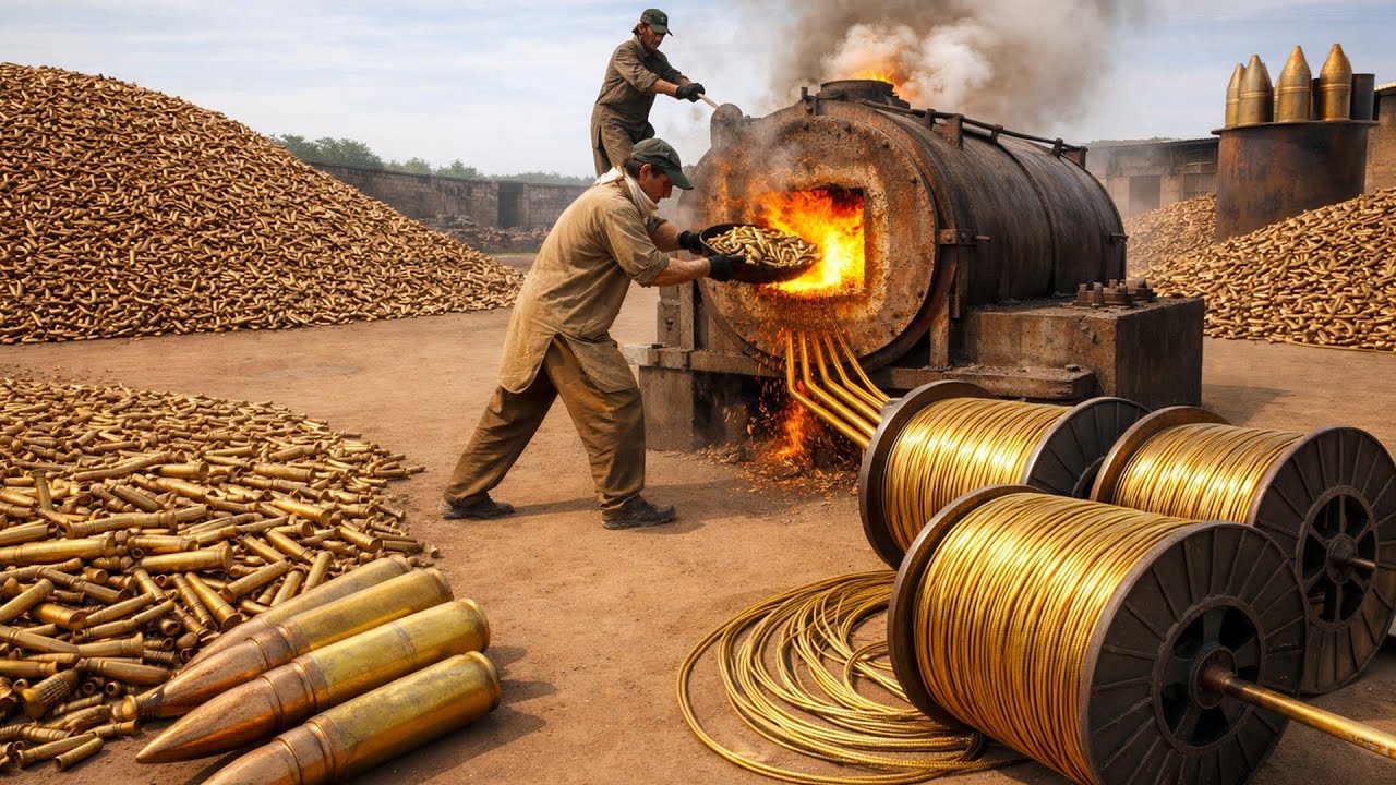 Incredible Process of Recycling Millions of Waste Bullets Into High-Quality New Brass Wires