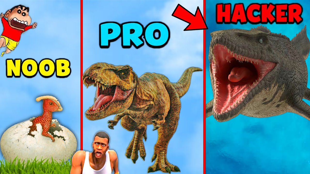 NOOB vs PRO vs HACKER in DINO DOMINATION with SHINCHAN and CHOP