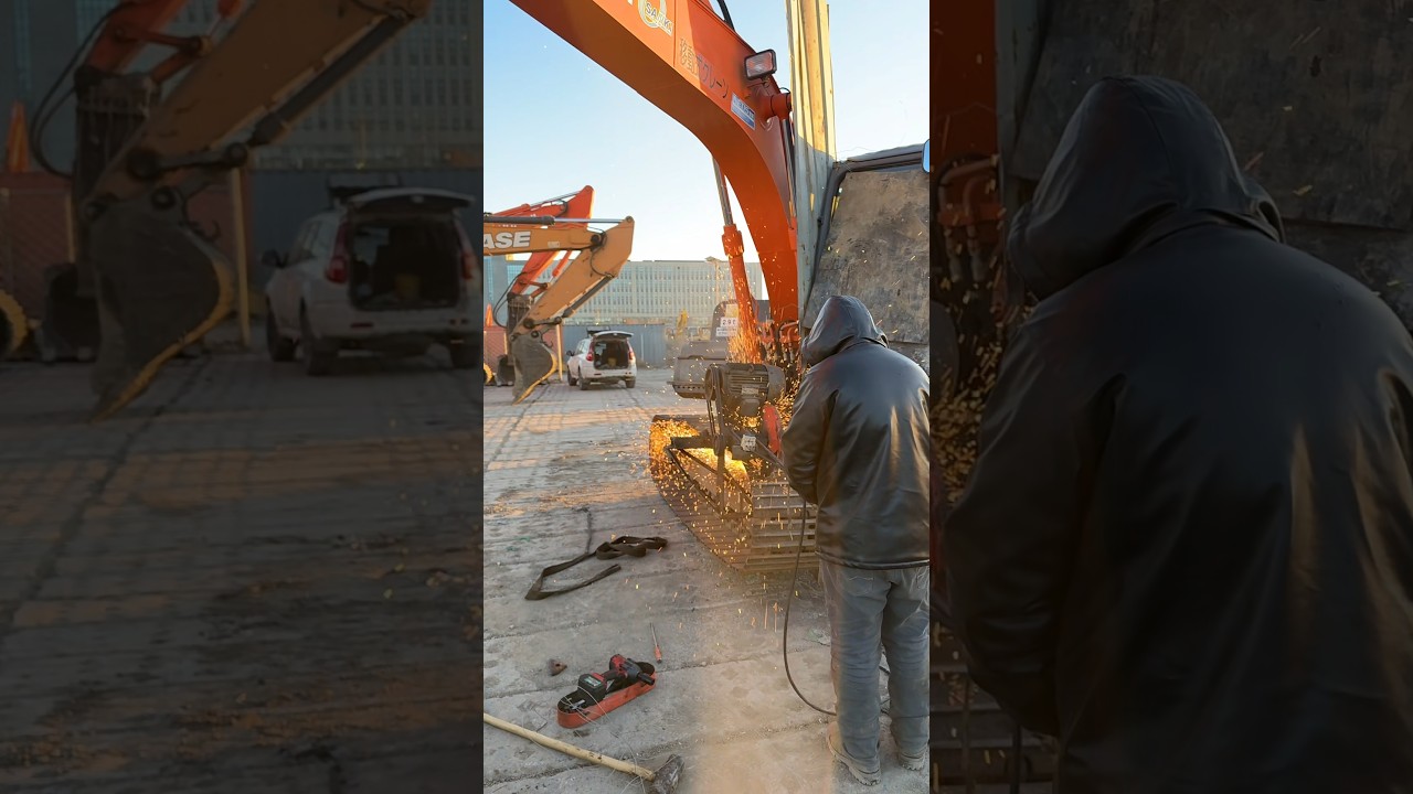 Adjust the width of the excavator track shoes