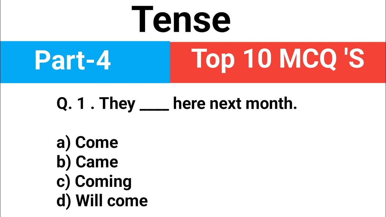 Tense Top 10 MCQ 'S Questions Part-4 English Grammar Best tense Practice set 