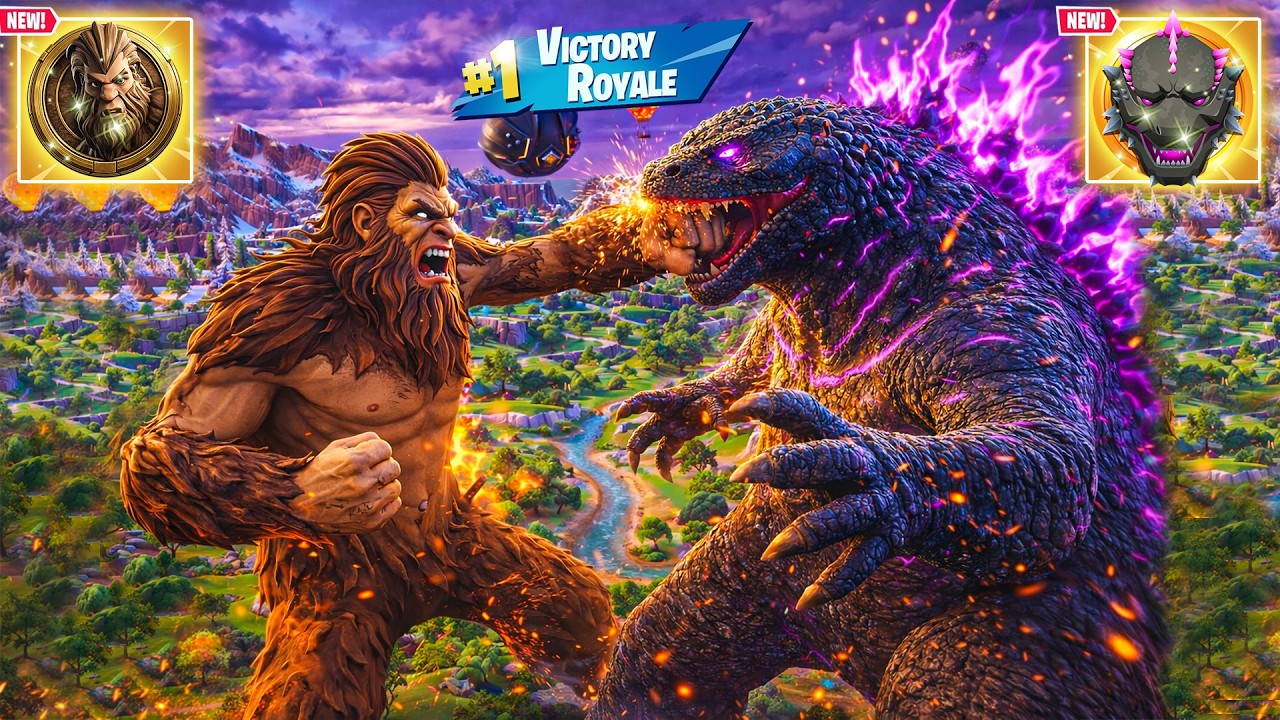 BIGFOOT VS GODZILLA CHALLENGE IN FORTNITE! (Chapter 7 Season 1)