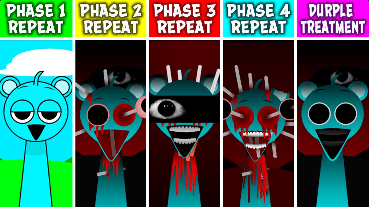 Sprunki PHASE 1-2-3-4 But EVERYONE Repeat DURPLE TREATMENT