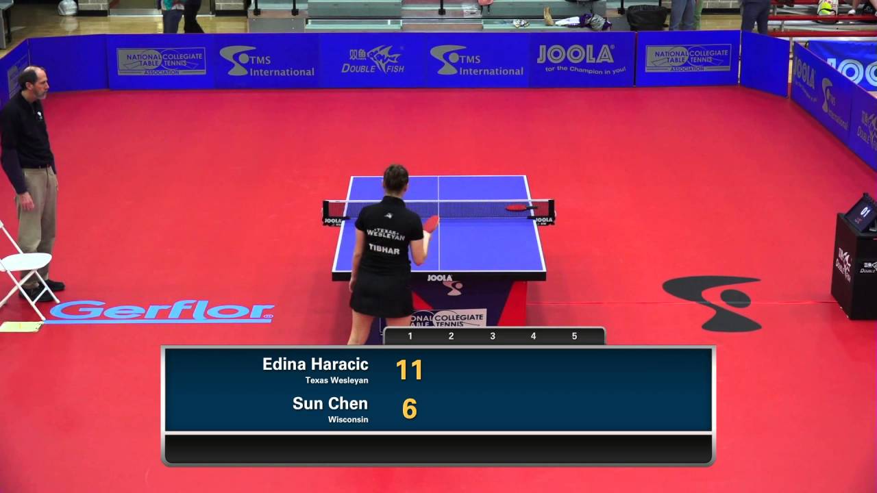 2016 NCTTA Nationals Women's Team Final - Edina Haracic (Wesleyan) vs Sun Chen (Wisconsin)