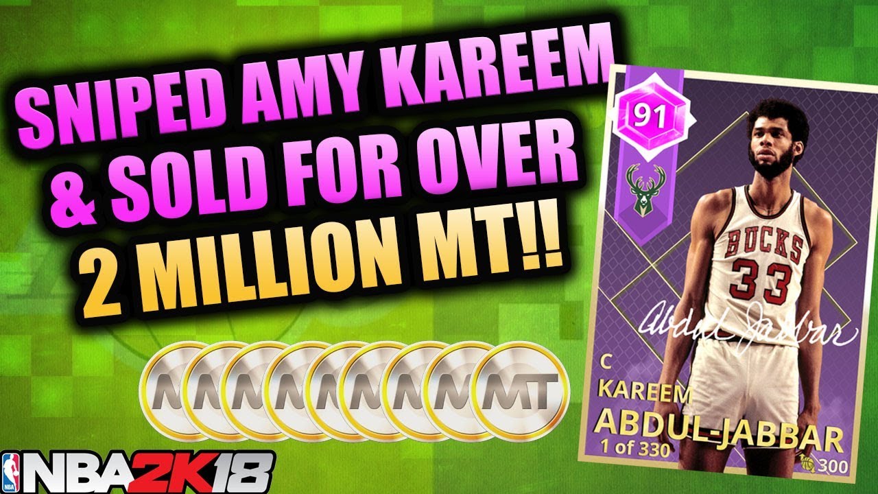 SNIPED AMETHYST KAREEM AND SOLD IT FOR OVER 2 MILLION MT IN NBA 2K18 MYTEAM