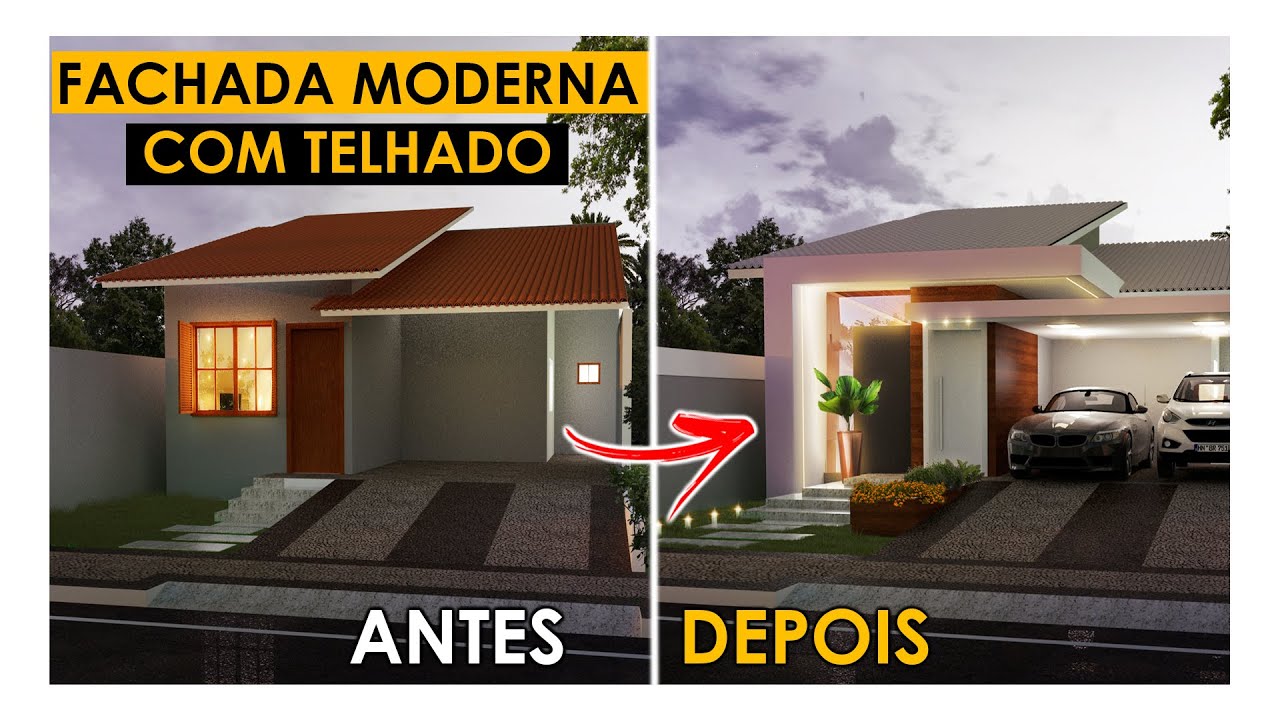 FACHADA MODERNA MESMO COM TELHADO APARENTE