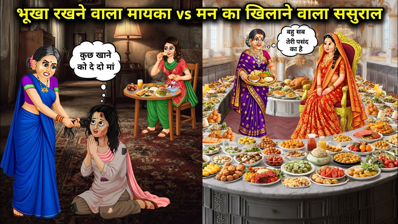  भूखा रखने वाला मायका vs मन का खिलाने वाला ससुरालllhindi cartoon stories||The mother's house that 
