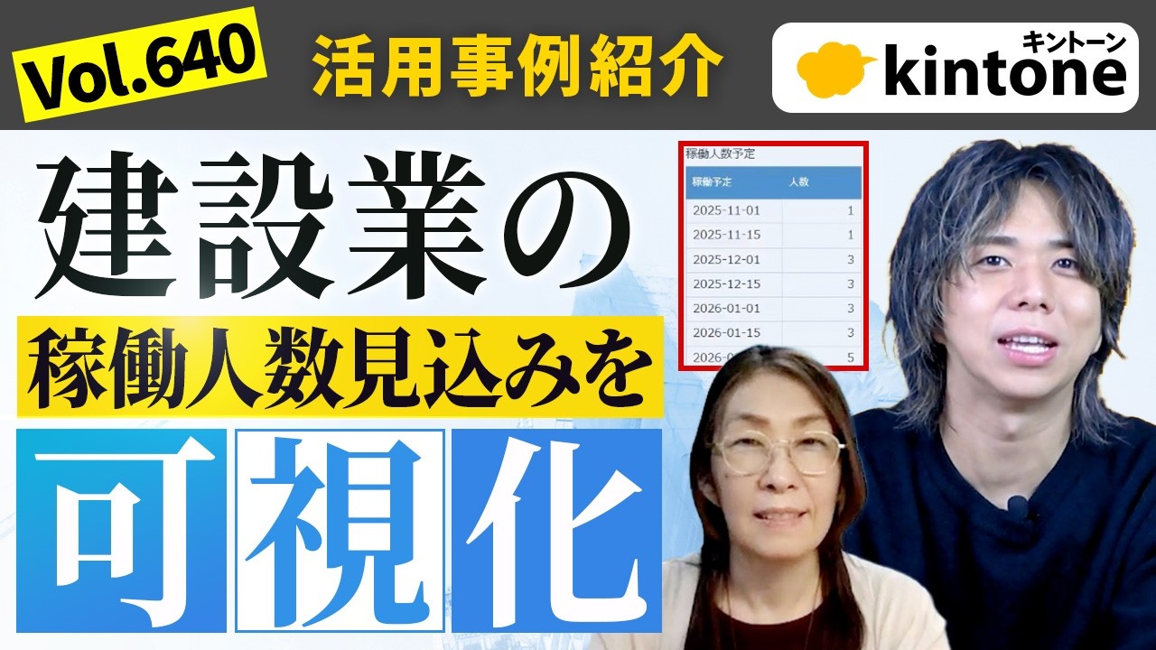 建設業の人員計画をkintoneで可視化！稼働人数の見込みをグラフで管理_Vol640