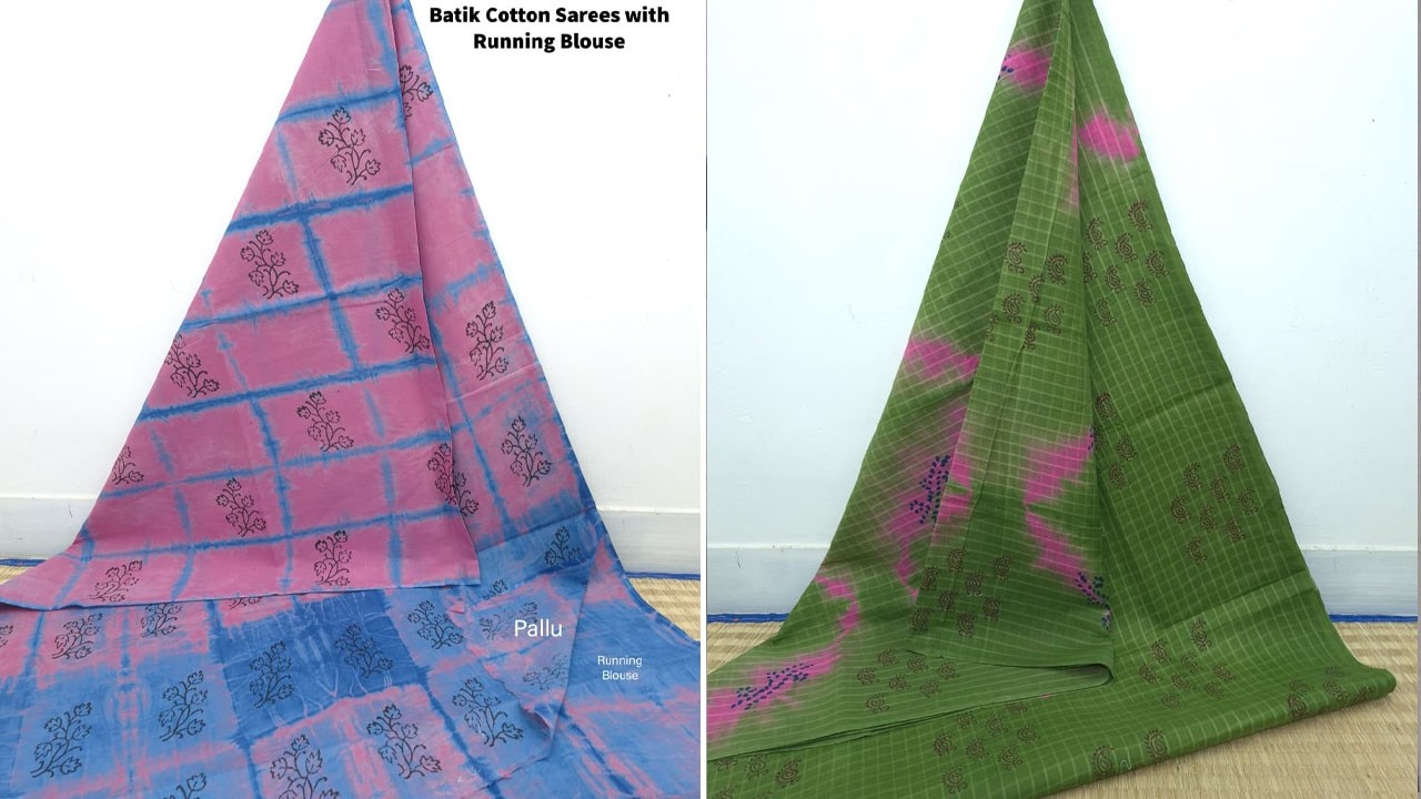 HighQuality 💯 | Batik Cotton Sarees with Running Blouse 6.3 meters