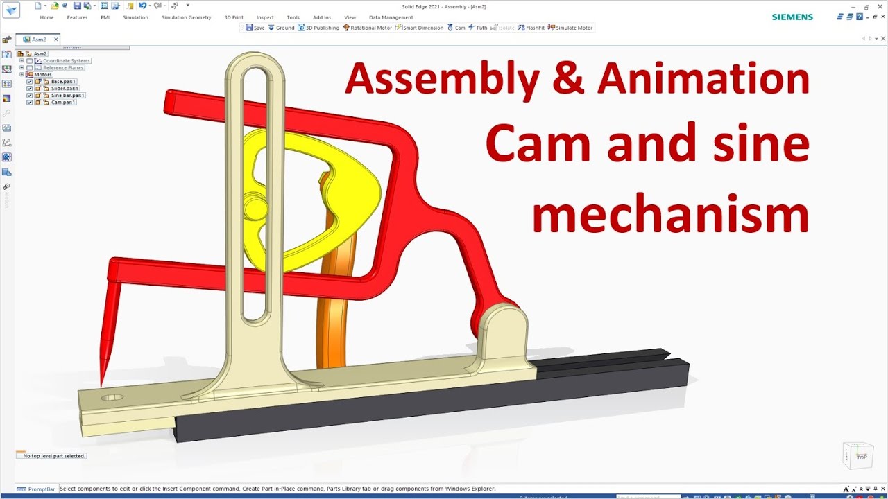 Solid Edge Assembly & Motion Animation #32 | Cam and Sine Mechanism