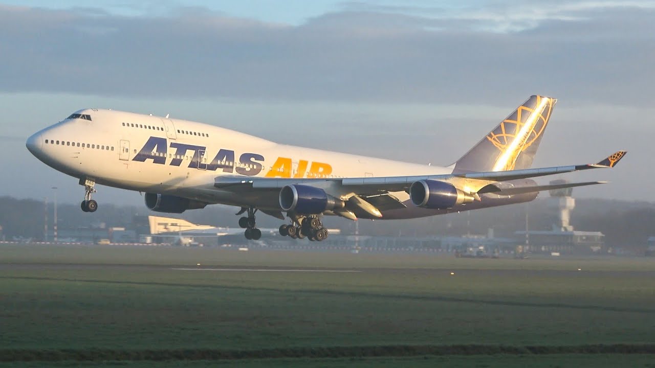 Very RARE! Stunning Atlas air Boeing 747 landing and take off at Groningen airport Eelde (4K)