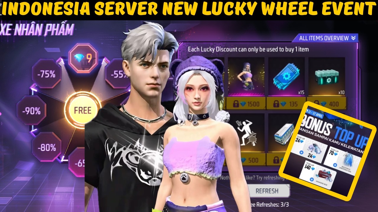 FF Indonesia Server 😱 NEW Lucky Wheel + Top-Up Event! | New Event Today