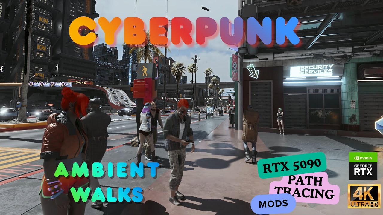 Cyberpunk 2077 | Walking Ambience | Relaxation | Sights Sounds Atmosphere | RXT 5090 | Path Tracing