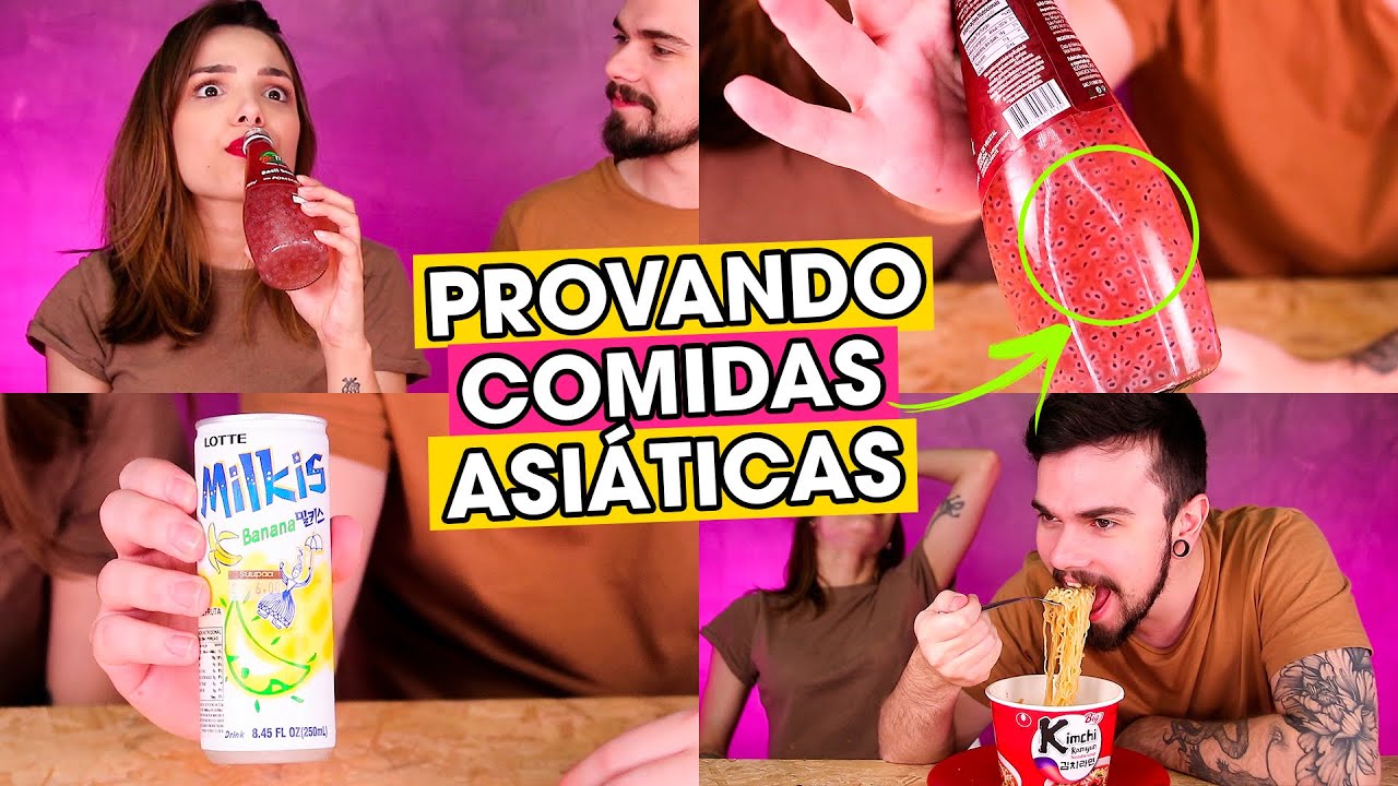 *PROVANDO COMIDAS ASIÁTICAS*  REFRIGERANTE de BANANA, MIOJO, SUCO com SEMENTE