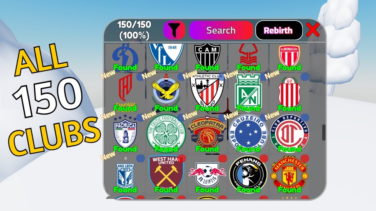 Roblox Find The Football Clubs Walkthrough - All 150 Clubs