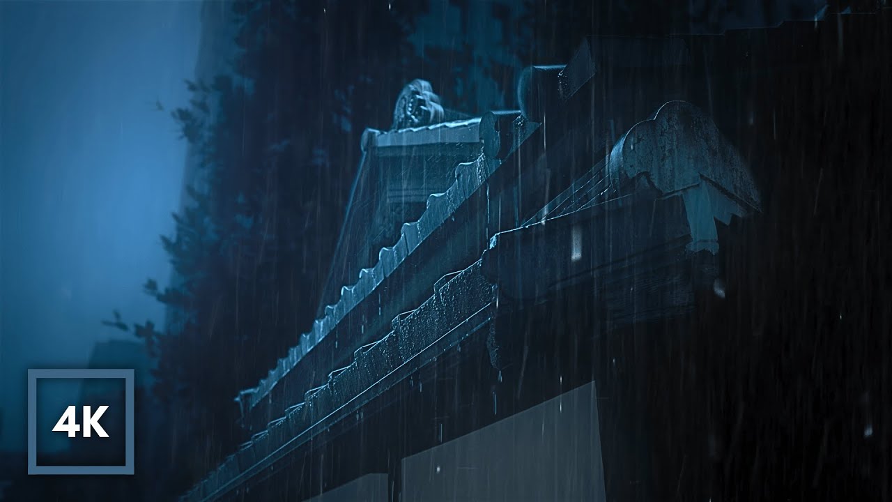 HEAVY RAIN on Japanese Temple. Sleep Instantly to Rain on Japanese Roof for 12 Hours
