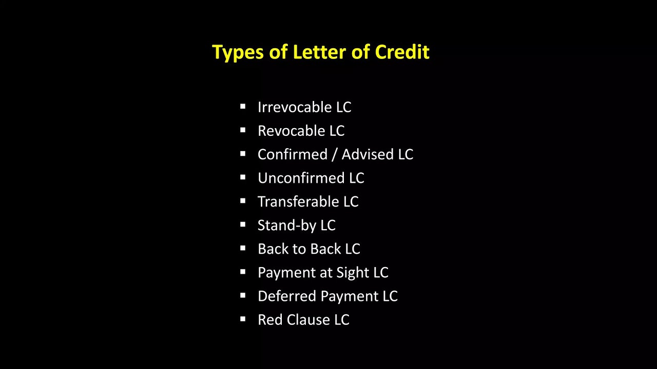 Types of letter of credit | LC