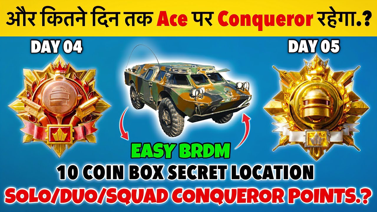 🇮🇳DAY 04 - ACE PR CONQUEROR KAB TAK RAHEGA❓| SOLO, DUO, SQUAD TODAY CONQUEROR POINTS❓ TIPS & TRICKS✅