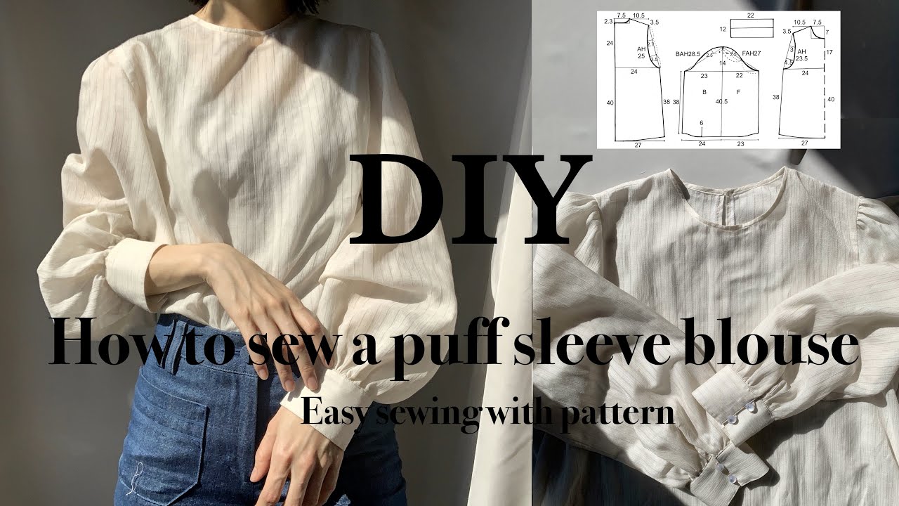 DIY/How to sew a puff sleeve blouse/服作り/パフスリーブブラウス