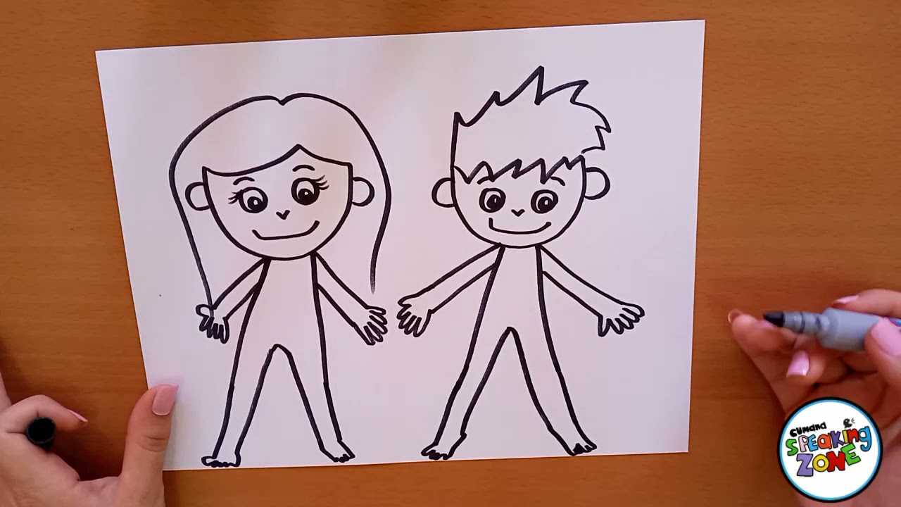 How to draw Adam and Eve
