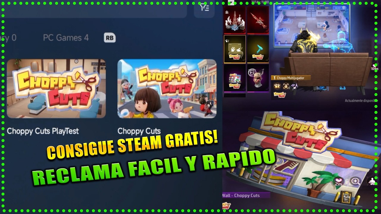 Cómo Jugar CHOPPY CUTS en CELULAR Jugar Steam celula 2026 Reclama recompensas CHOPY CUTS x FREE FIRE