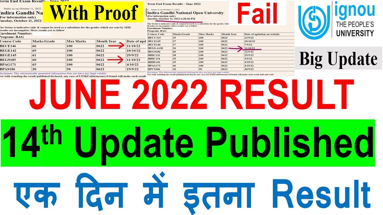IGNOU Result 14th Update Published For June 2022 Exam | एक दिन में इतना Result Published | Check Now