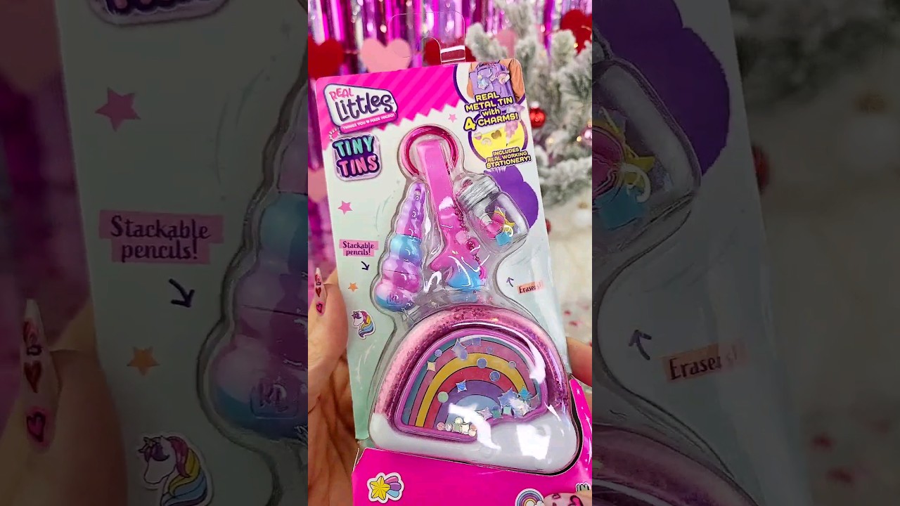 Real Littles Tiny Tins #Asmr #mini #stationery #rainbow #unicorn #sparkle #unboxing #shorts