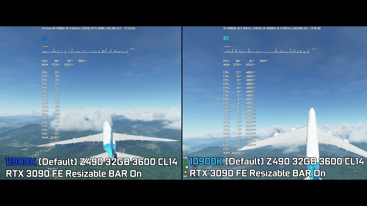 Flight Simulator 11900K VS 10900K | RTX 3090 3440x1440 High-end preset