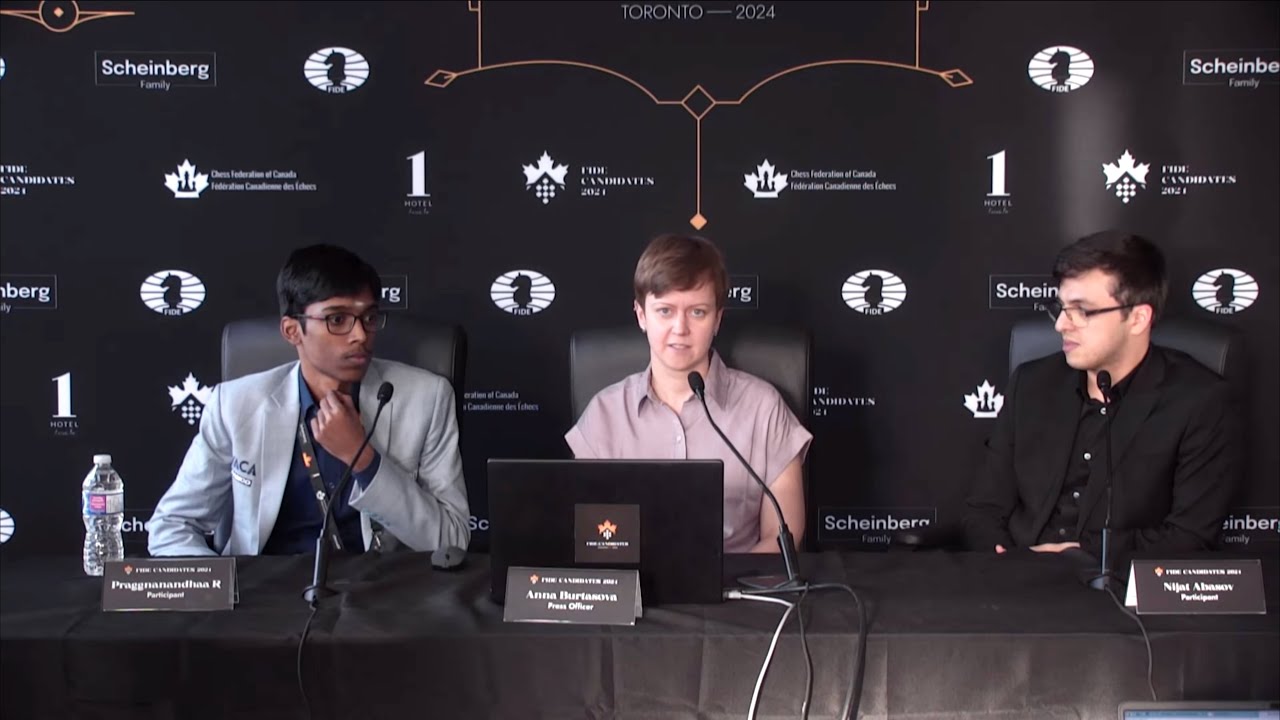 Post-game Press Conference with Praggnanandhaa and Nijat Abasov | Round 6 | FIDE Candidates