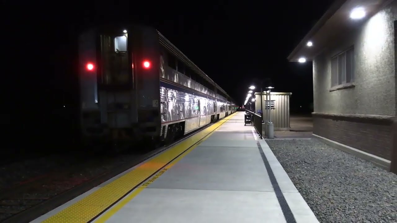 Calif. Zephyr in windy Ft. Morgan on 11MARCH2026