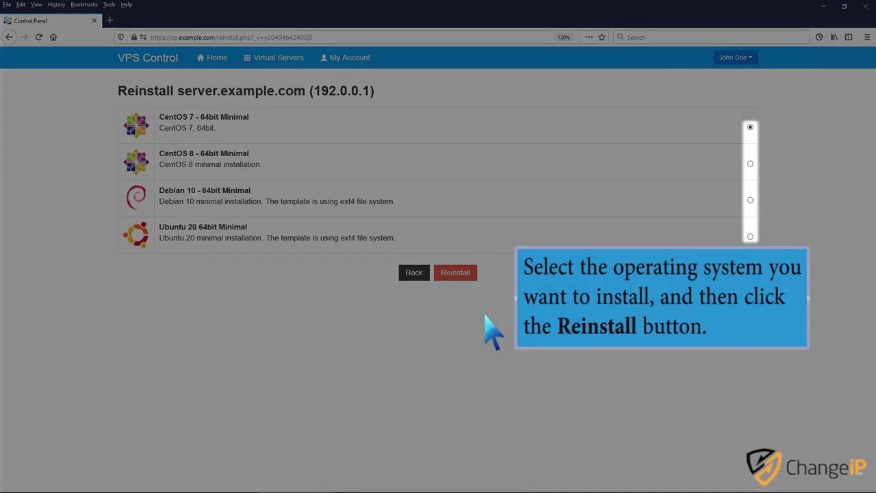 How to Reinstall OS Using SolusVM OS Reinstaller   ChangeIP