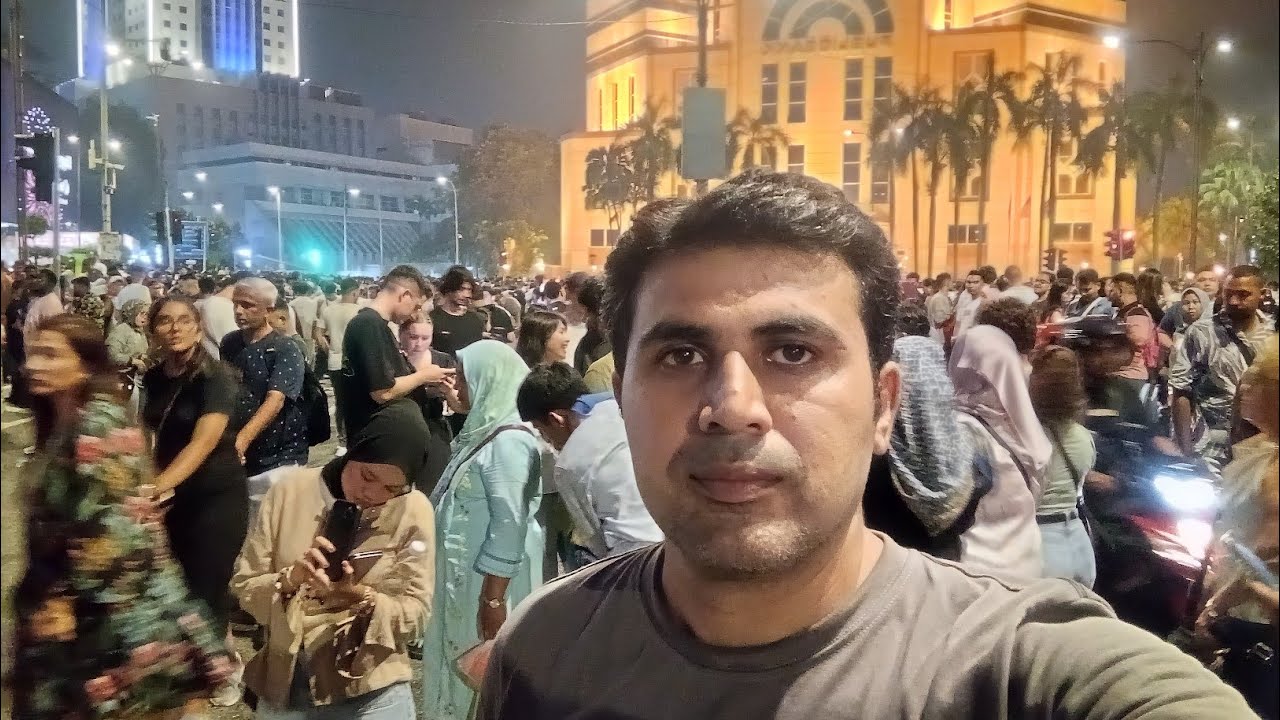 Celebrating happy New year petronas twin tower Kuala Lumpur Malaysia 