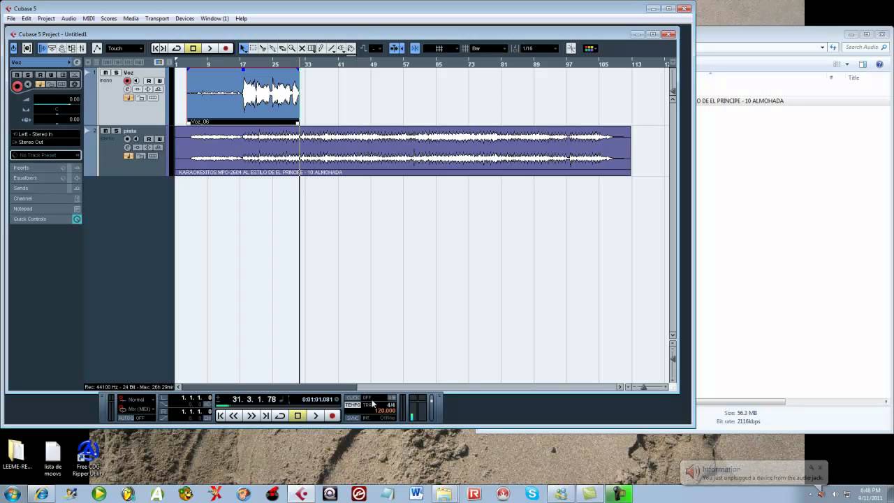 como grabar la voz con pista karaoke en cubase tutorial