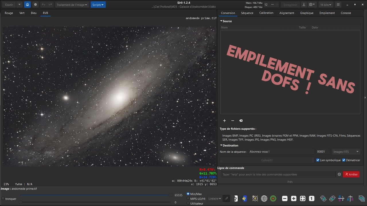Tutoriel Siril #1  | Empilement débutant sans DOFs | 2025