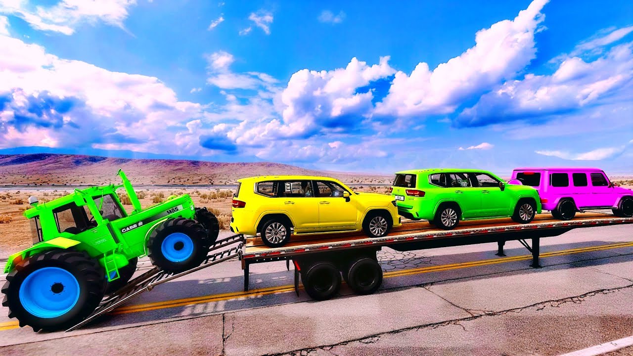 Flatbed Truck McQueen | Transportation with Truck - Pothole vs Car # | BeamNG.Drive Gameplay